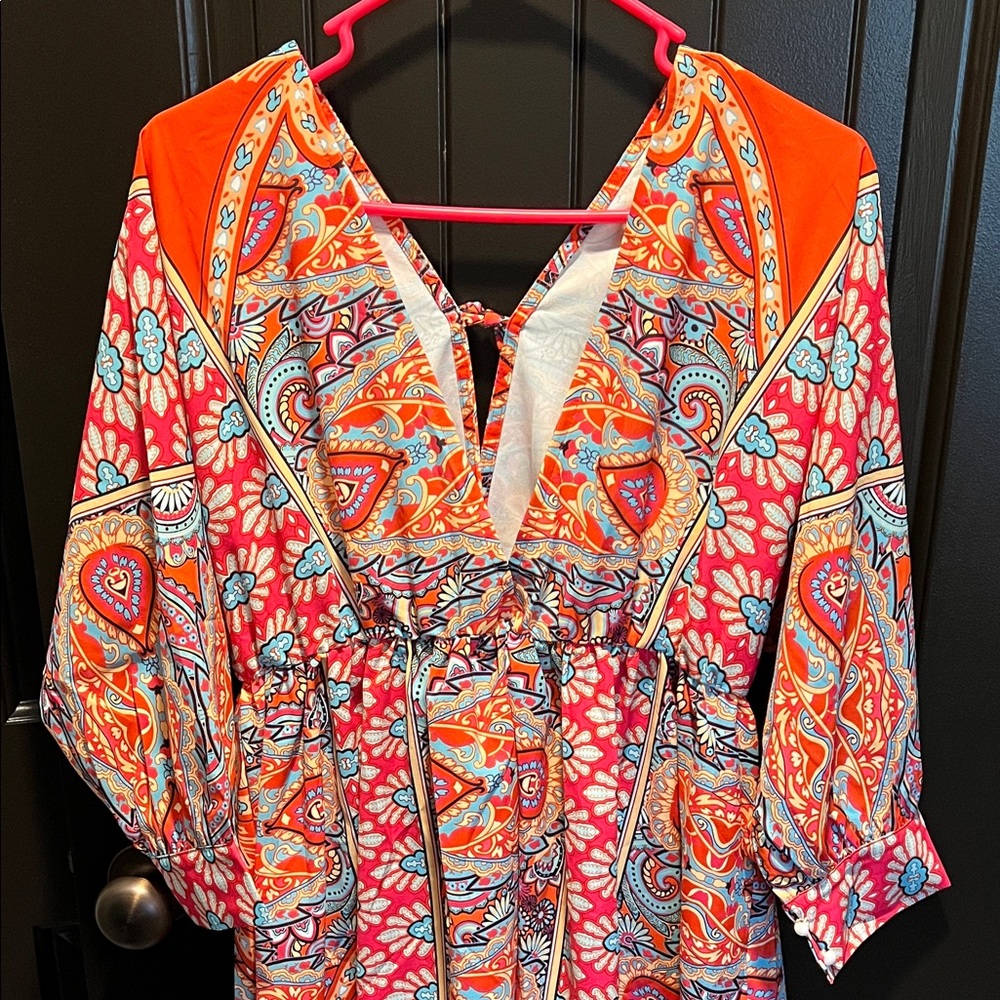 Trendy Boutique Colorful Patterned Long Sleeve Dress - Picture 2 of 3